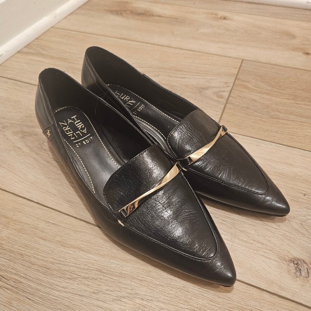 27 EDIT Naturalizer Sheila Black Leather Pointy Loafer Size 9